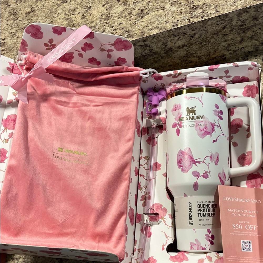 Stanley x LoveShackFancy Floral Tumbler - Pink and Gold